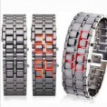 Lava Style Iron Samurai Metal Red LED Faceless Watch